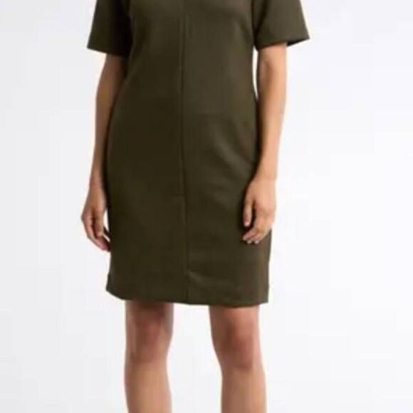 NWT Spanx Faux Suede Column Dress in utility green sz Medium - Picture 1 of 6